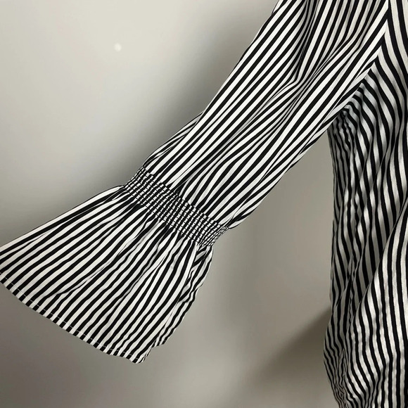 Tom Tailor Blouse Top Size 4 36 Small Stripes Black White Animal Print Heart - Picture 4 of 12